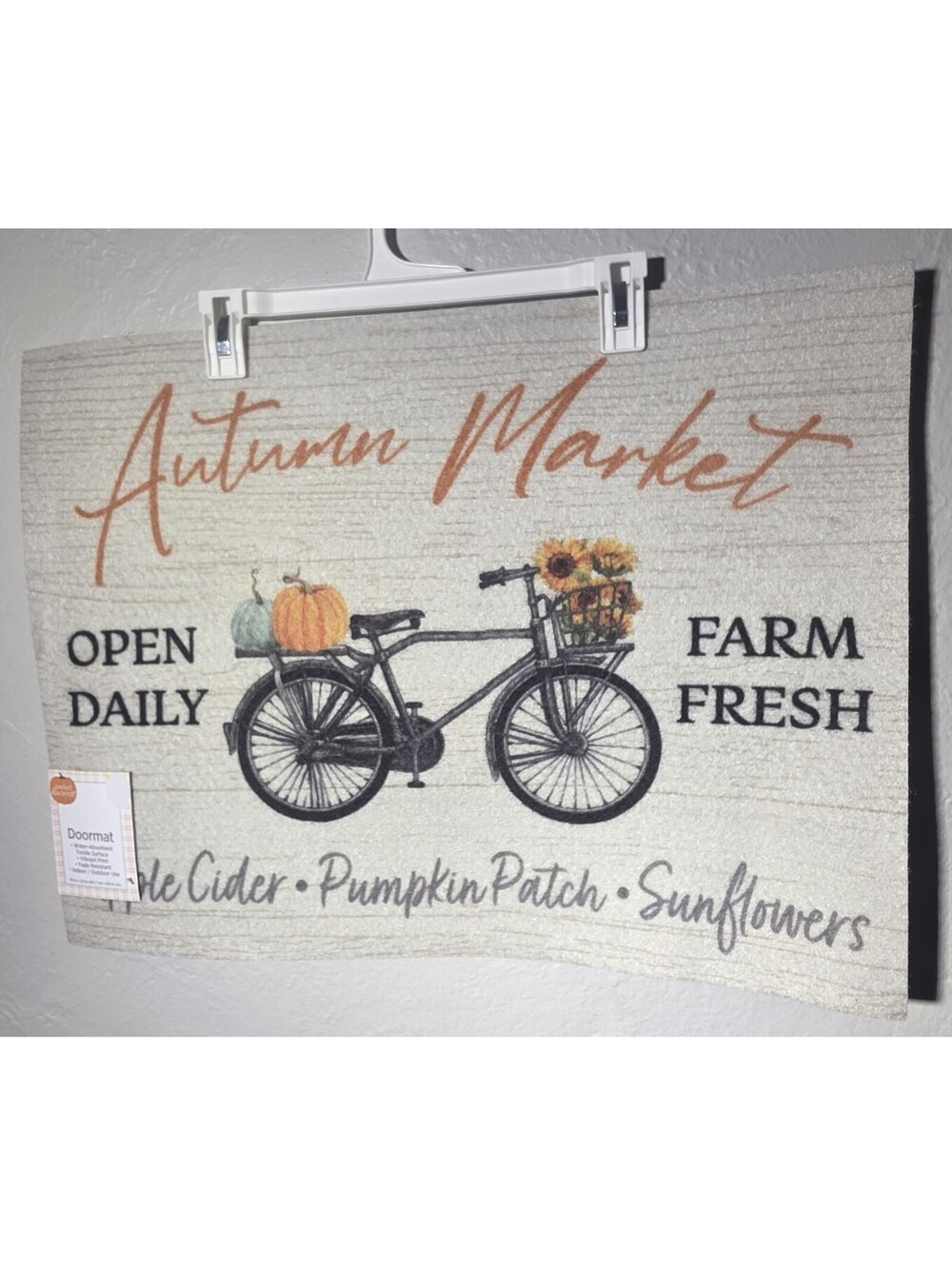 New Fall Autumn Market Door Mat~18” X 24”~Indoor Outdoor Bicycle Pumpkins